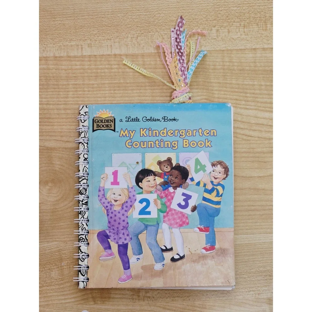 'My Kindergarten Counting Book' Little Golden Book Upcycled Journal- 40+ Pages